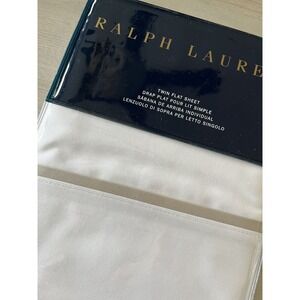 Ralph Lauren Palmer Home‎ Bedding Flat Sheet White Pale Flannel Grey TWIN